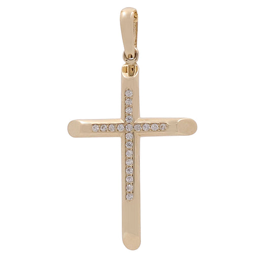 14K Yellow Gold Cross Pendant with Cubic Zirconias