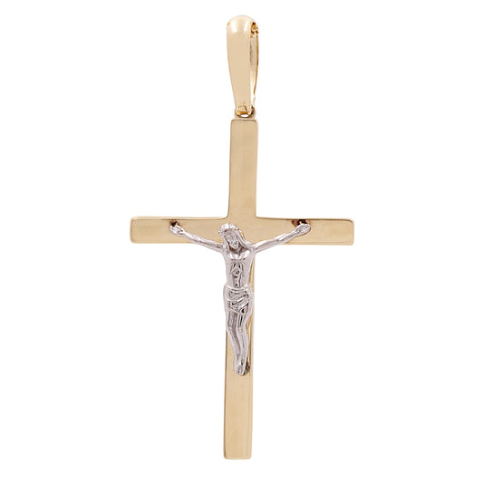 14K Yellow and White Gold Jesus on the Cross Pendant