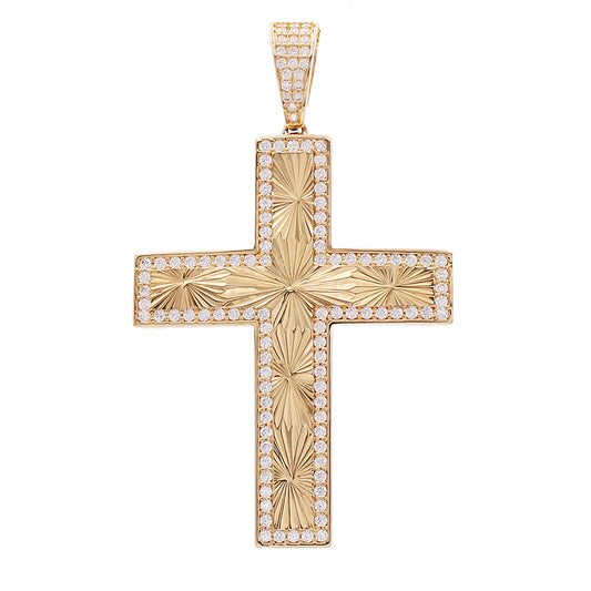 14K Yellow Gold Cross with Cubic Zirconias Pendant