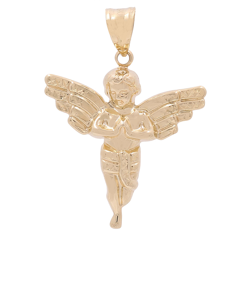 14K Yellow Gold Praying Angel Pendant