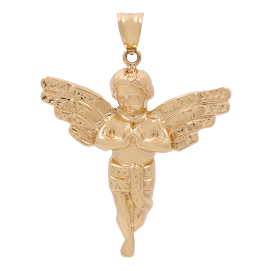 14K Yellow Gold Praying Angel Pendant