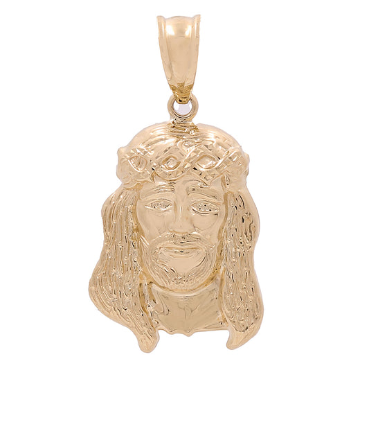 14K Yellow Gold Jesus face Pendant