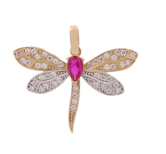 14K Yellow Gold Dragon-Fly Pendant