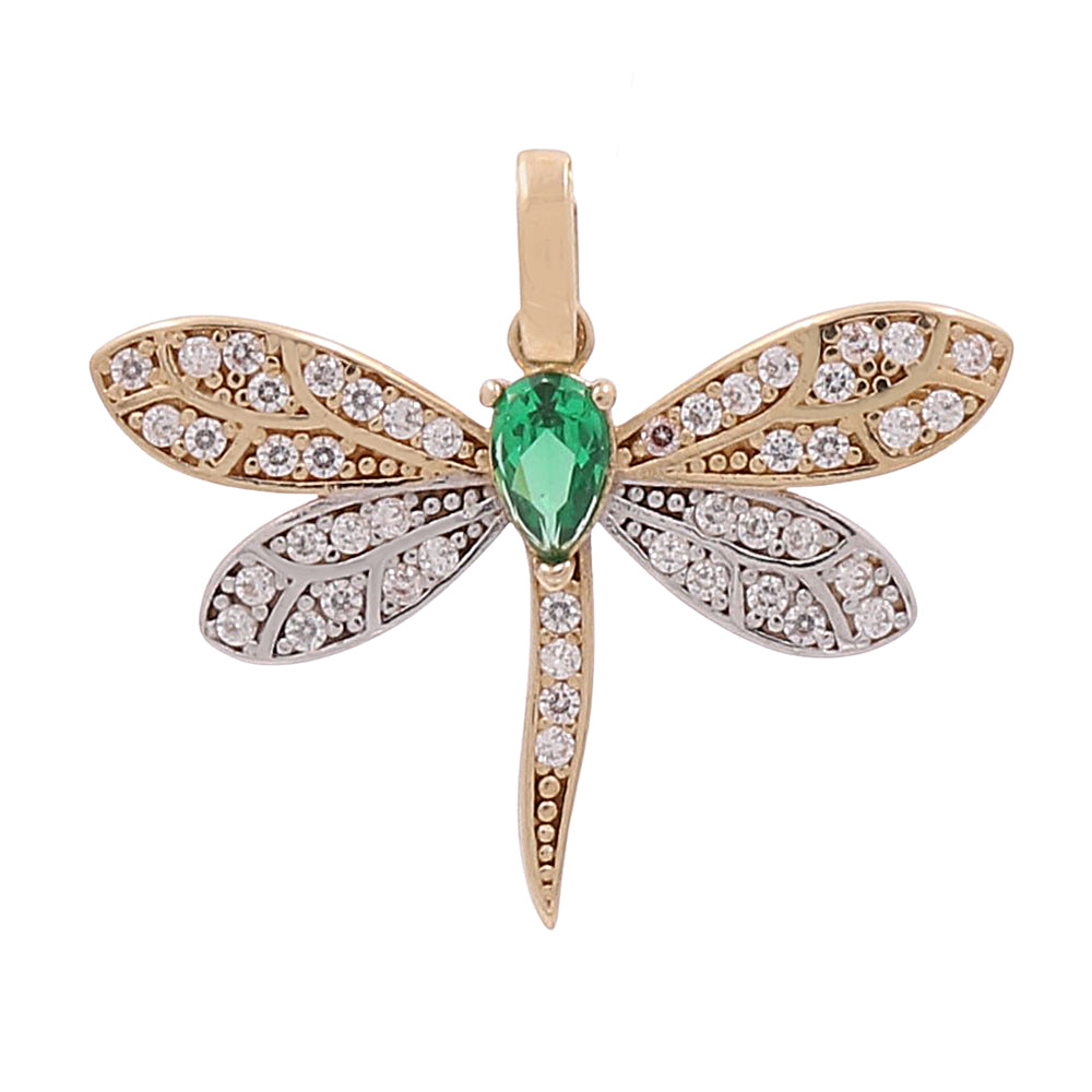 14K Yellow Gold Dragon-Fly Pendant