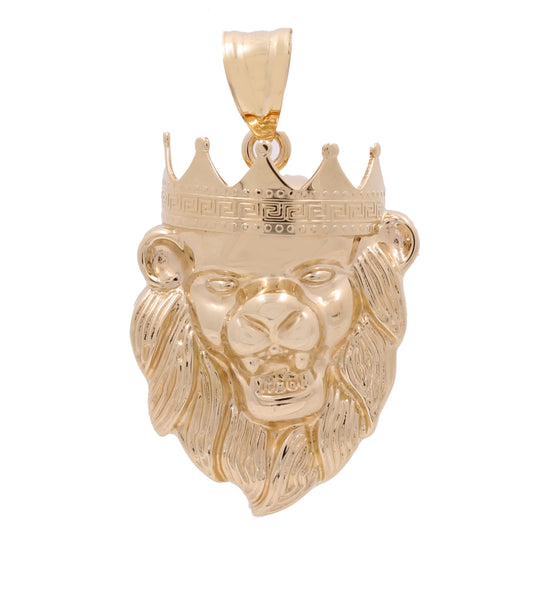 14K Yellow Gold Lion Face Pendant