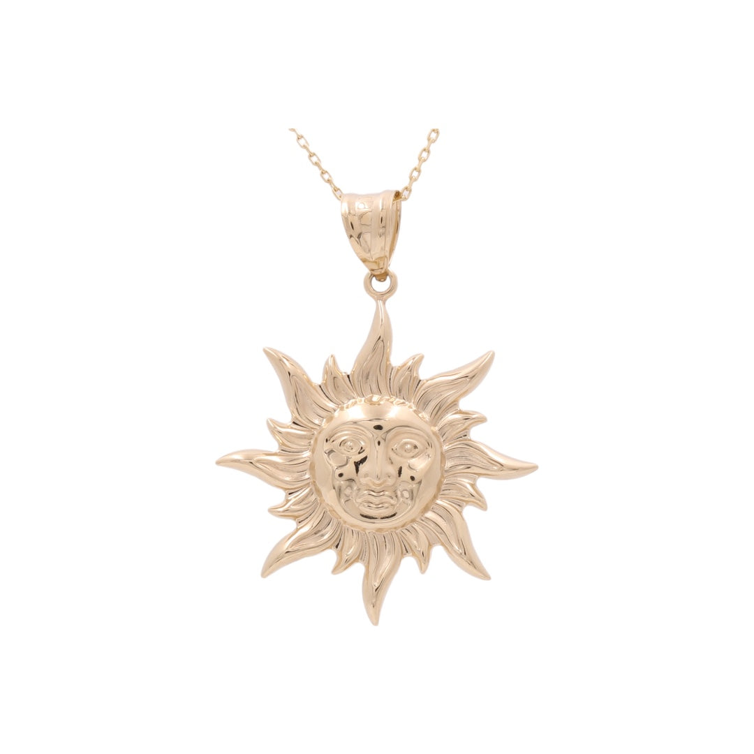 14K Yellow Gold Sun Face Pendant