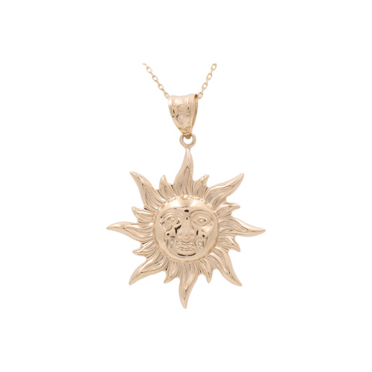 14K Yellow Gold Sun Face Pendant