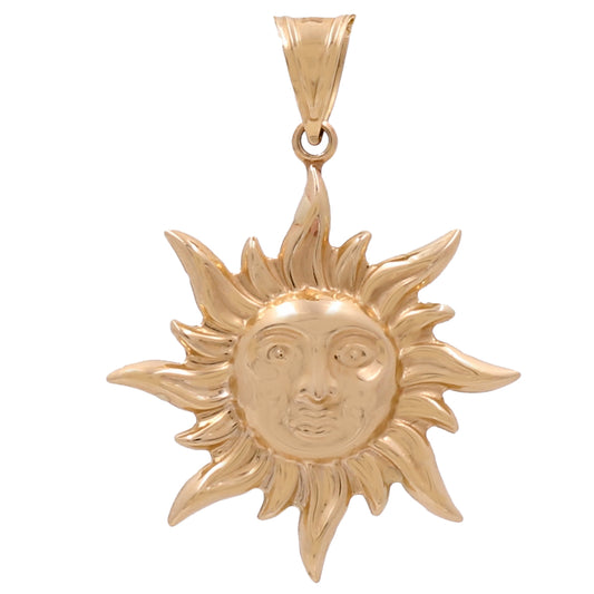 14K Yellow Gold Sun Face Pendant