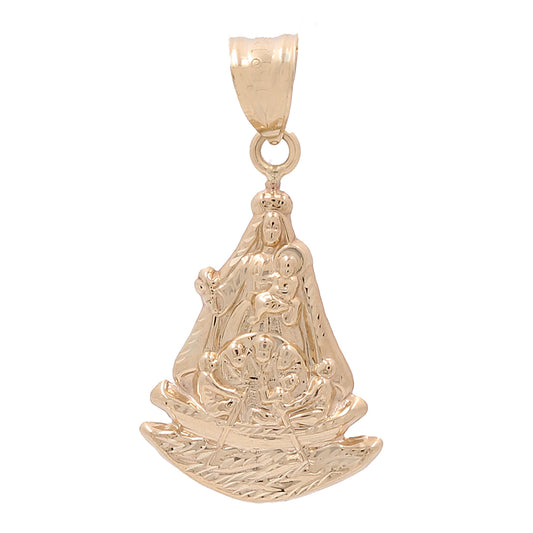 14K Yellow Gold Religious Virgin Pendant