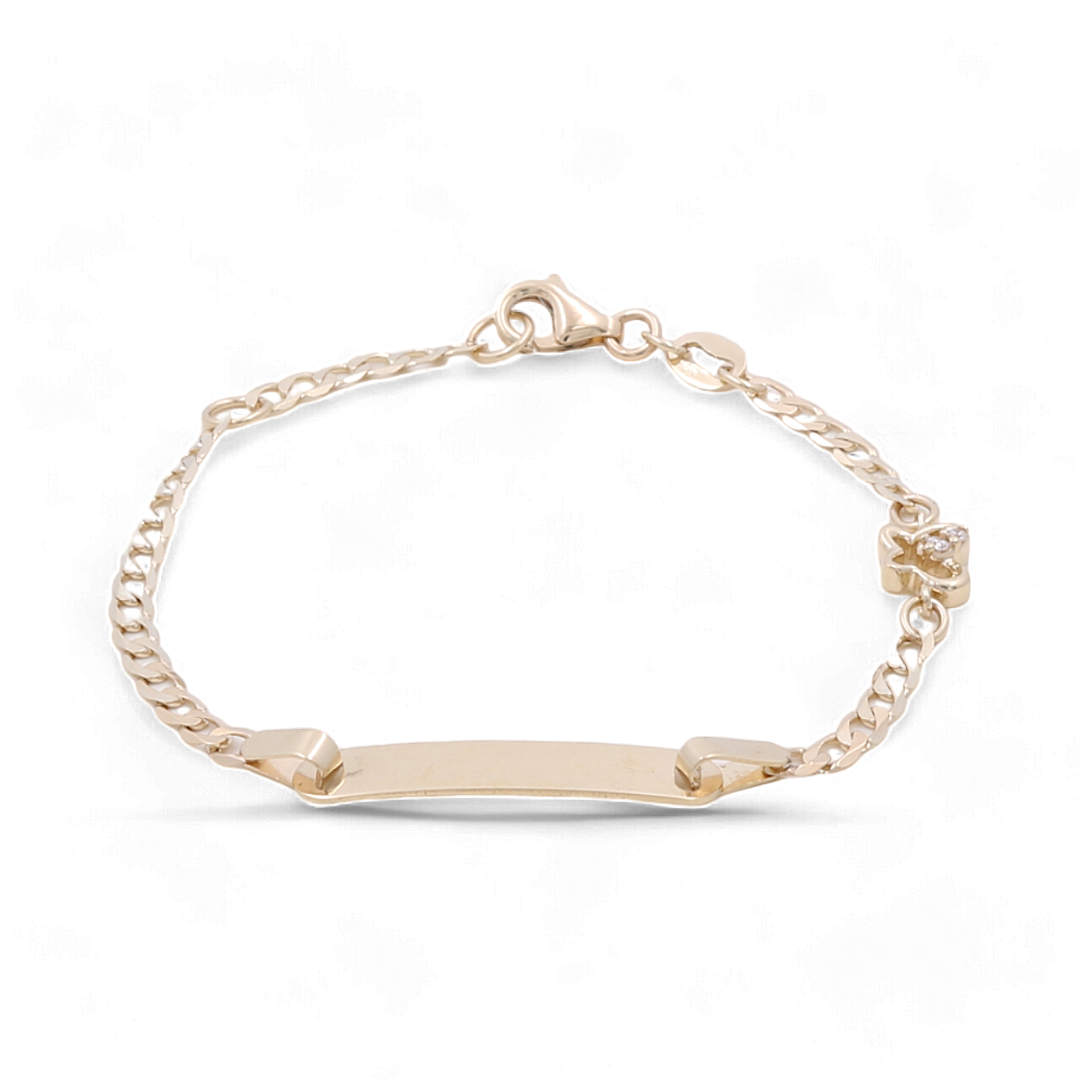 14K Yellow Gold Heart Nameplate Kids Bracelet