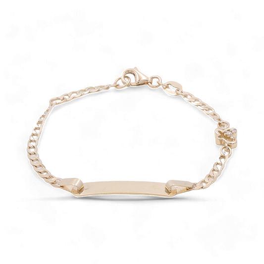 14K Yellow Gold Heart Nameplate Kids Bracelet