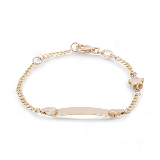 14K Yellow Gold Star Nameplate Kids Bracelet