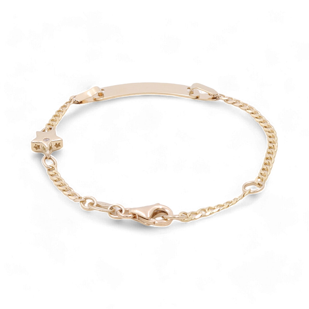 14K Yellow Gold Star Nameplate Kids Bracelet