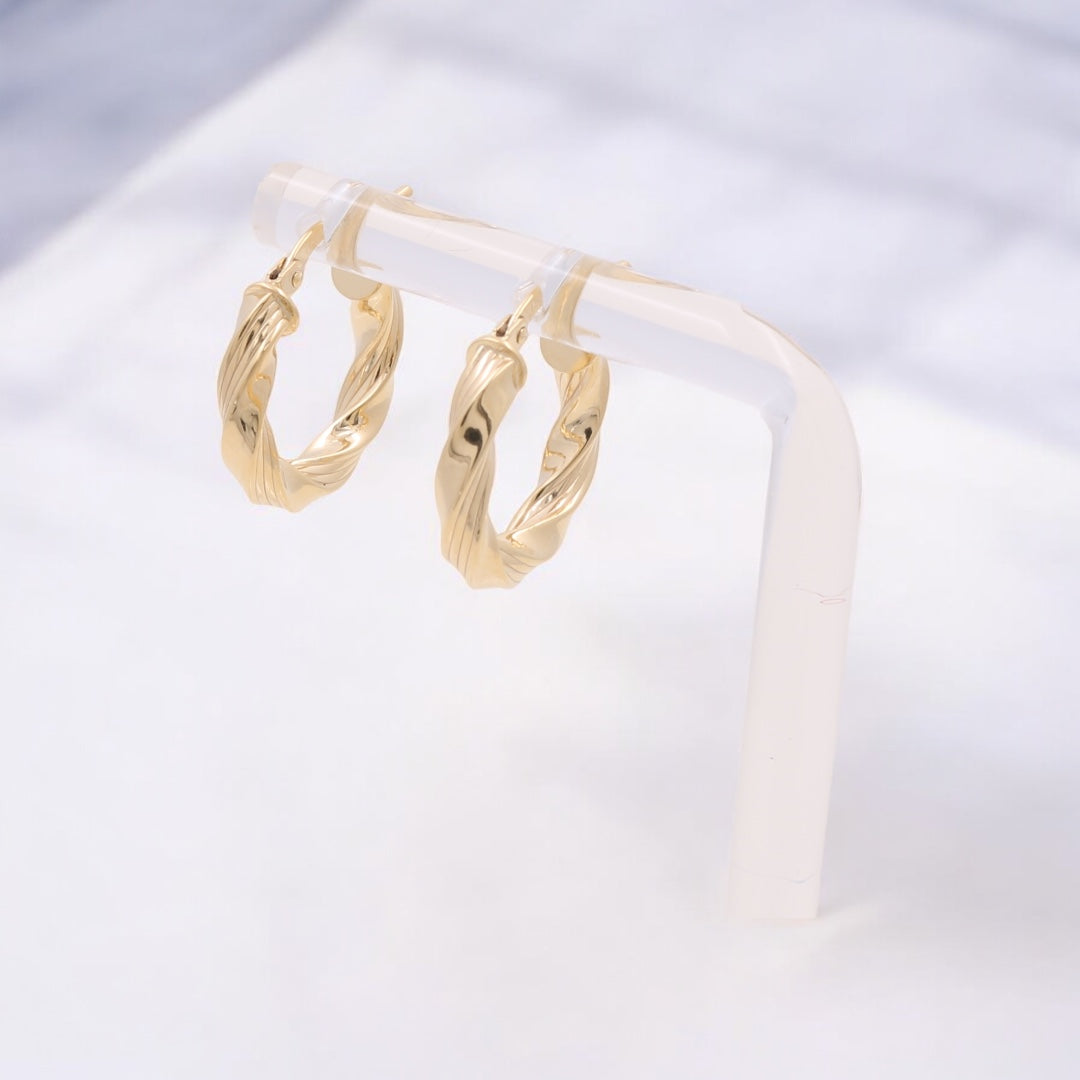 14K Yellow Gold Fashion Hoop Earrings