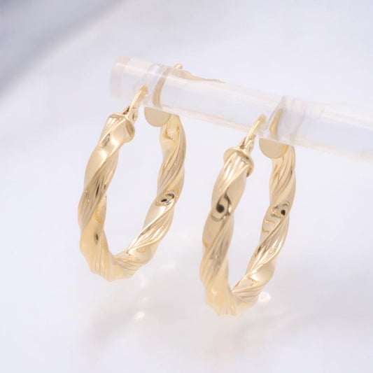 14K Yellow Gold Fashion Hoop Earrings