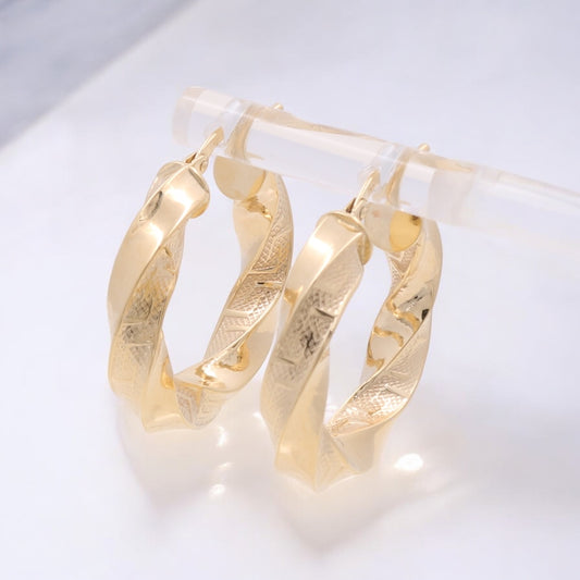 14K Yellow Gold Fashion Hoop Earrings