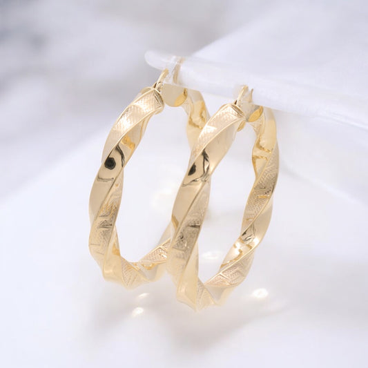 14K Yellow Gold Fashion Hoop Earrings
