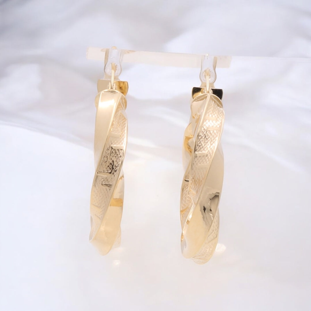 14K Yellow Gold Fashion Hoop Earrings