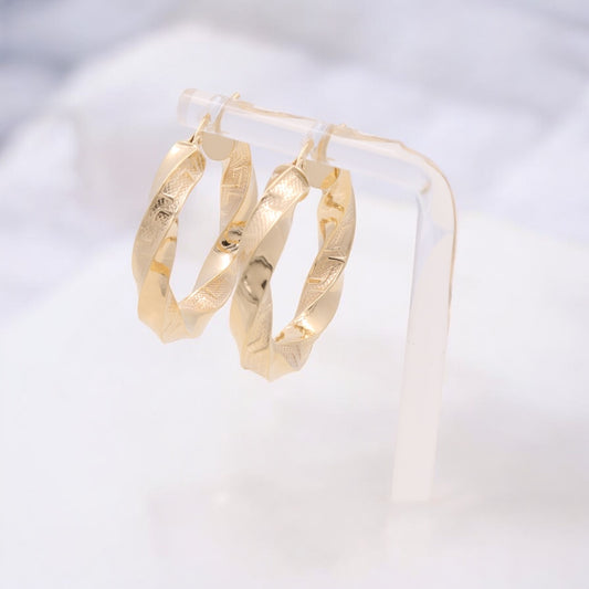14K Yellow Gold Fashion Hoop Earrings