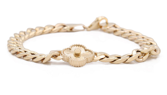 14K Yellow Gold Fashion Flower Bracelet