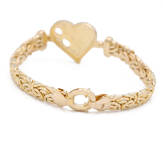 14K Yellow Gold Fashion Heart with Cubic Zirconias Bracelet