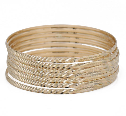 14K Yellow Gold Fashion 7 Bangle Set