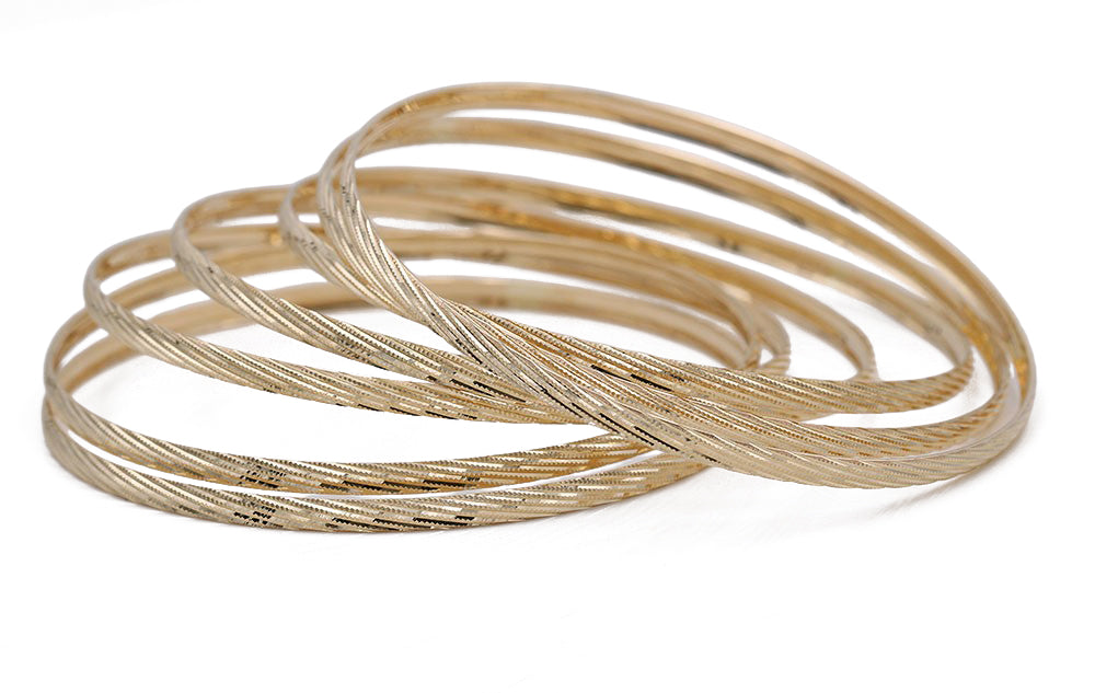 14K Yellow Gold Fashion 7 Bangle Set