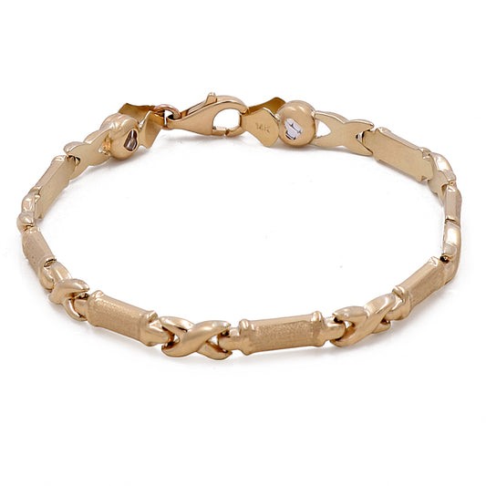 14K Yellow Gold Women's Fashion Hugs Link Bracelet