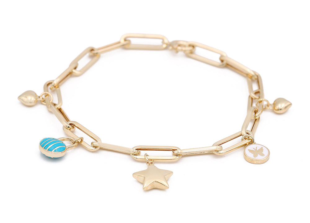 14K Yellow Gold Fashion Enamel Beads Bracelet