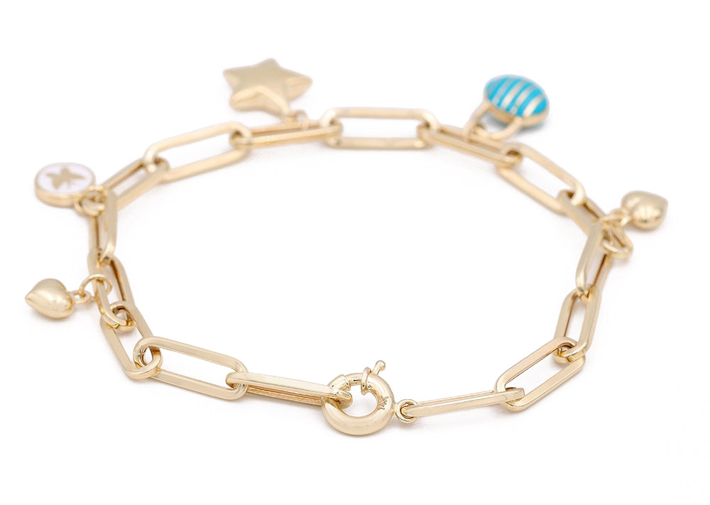 14K Yellow Gold Fashion Enamel Beads Bracelet