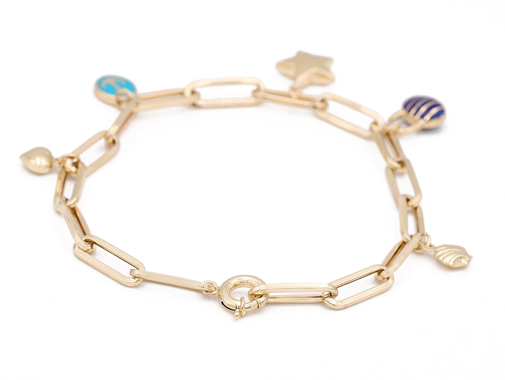14K Yellow Gold Fashion Enamel Beads Bracelet