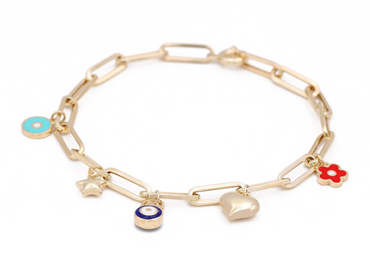 14K Yellow Gold Fashion Enamel Beads Bracelet