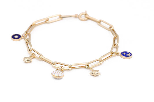 14K Yellow Gold Fashion Enamel Beads Bracelet