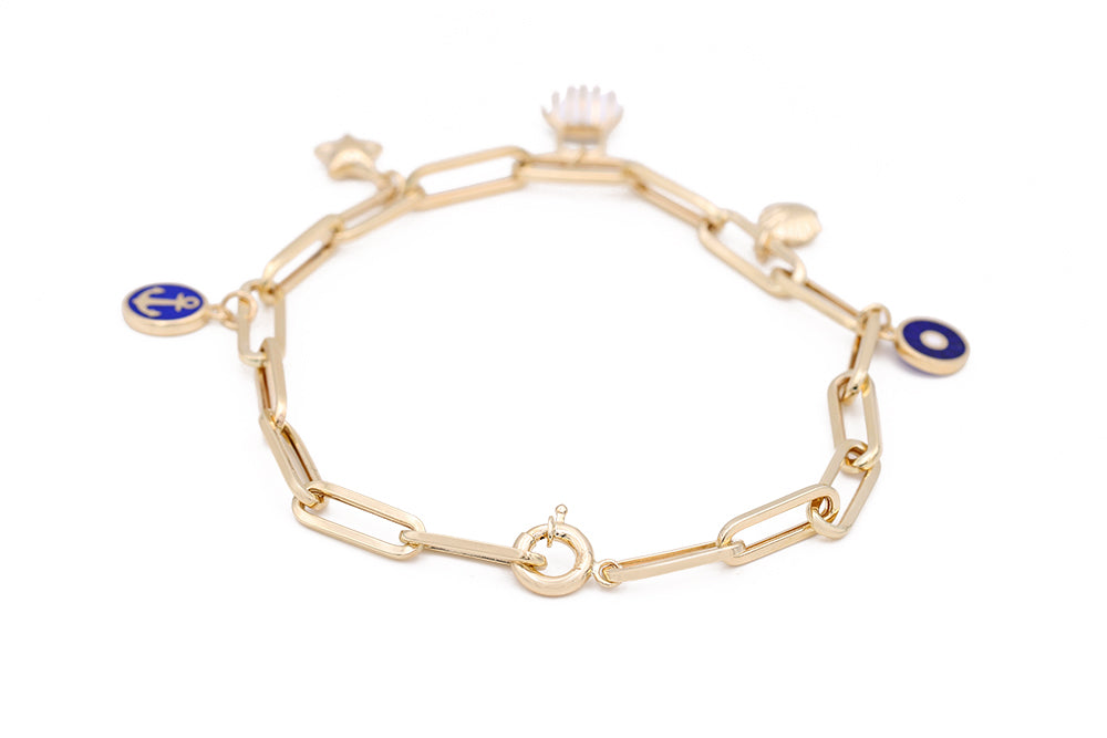 14K Yellow Gold Fashion Enamel Beads Bracelet