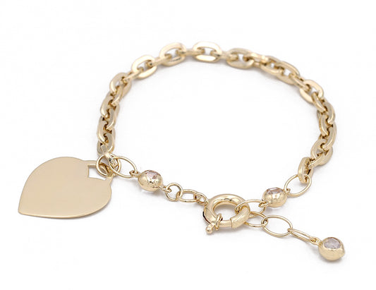 14K Yellow Gold Fashion Heart Bracelet