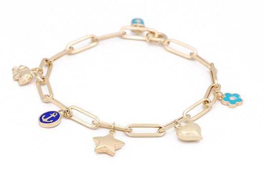 14K Yellow Gold Fashion Enamel Beads Bracelet