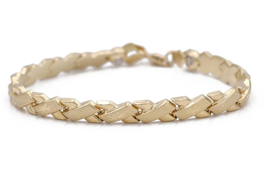 14K Yellow Gold Fashion Hugs and Kisses Bracelet