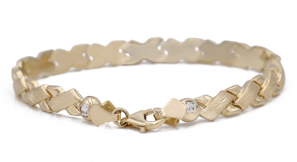 14K Yellow Gold Fashion Hugs and Kisses Bracelet