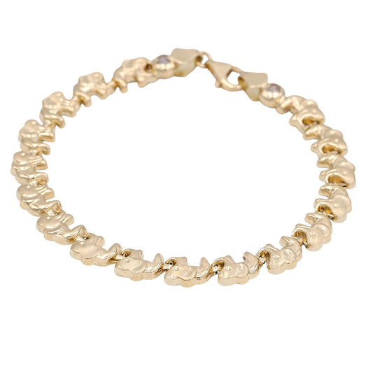 14K Yellow Gold Fashion Elephants Bracelet