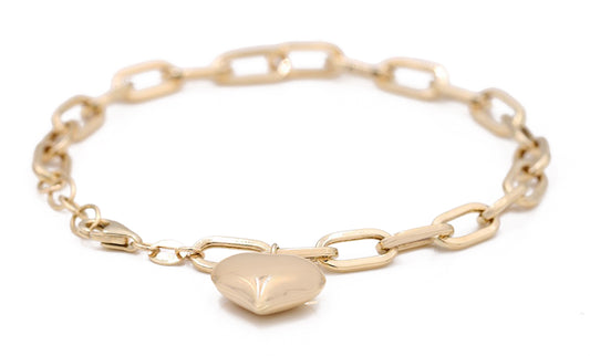 14K Yellow Gold Fashion Heart Beads Bracelet