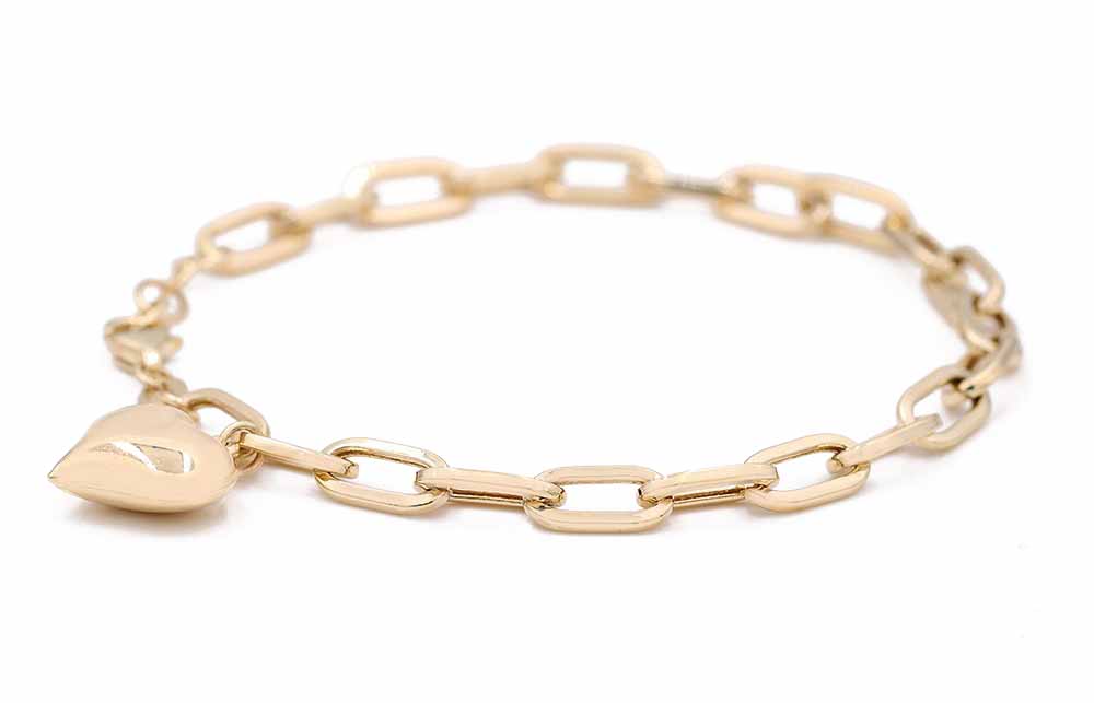 14K Yellow Gold Fashion Heart Beads Bracelet