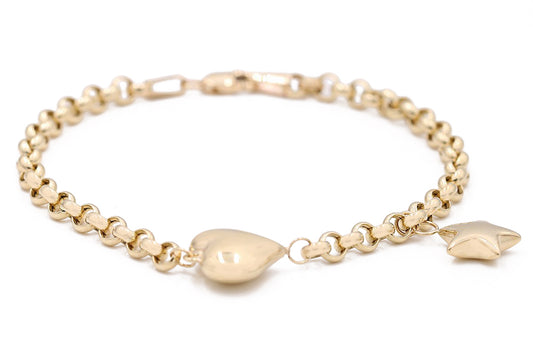 14K Yellow Gold Fashion Star Beads Bracelet