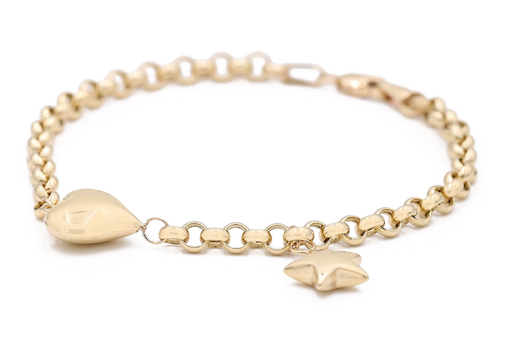 14K Yellow Gold Fashion Star Beads Bracelet