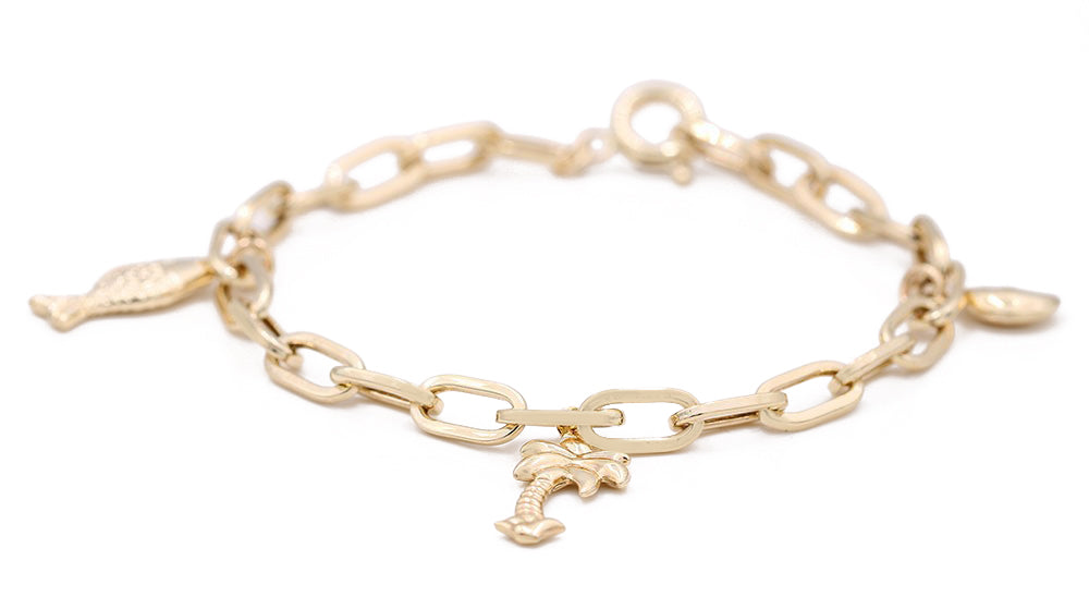 14K Yellow Gold Fashion Beads Bracelet