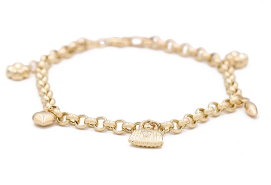 14K Yellow Gold Fashion Beads Bracelet