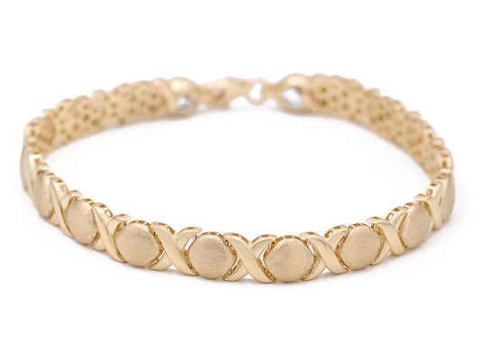 14K Yellow Gold Fashion Hugs and Kisses Bracelet