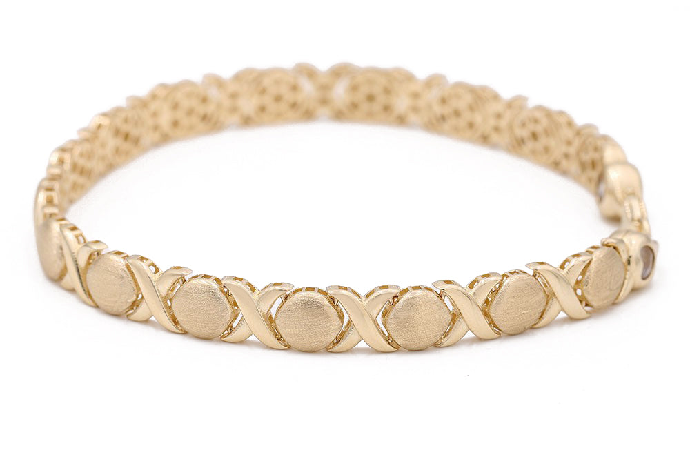 14K Yellow Gold Fashion Hugs and Kisses Bracelet