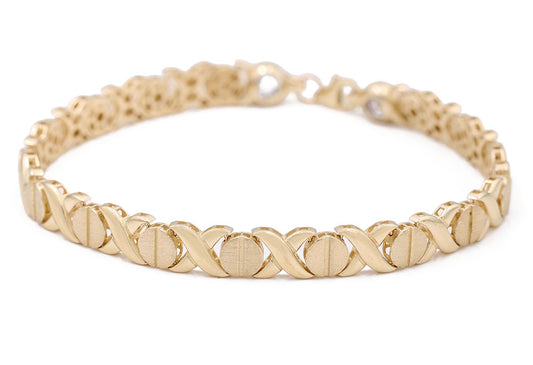 14K Yellow Gold Fashion Hugs and Kisses Bracelet