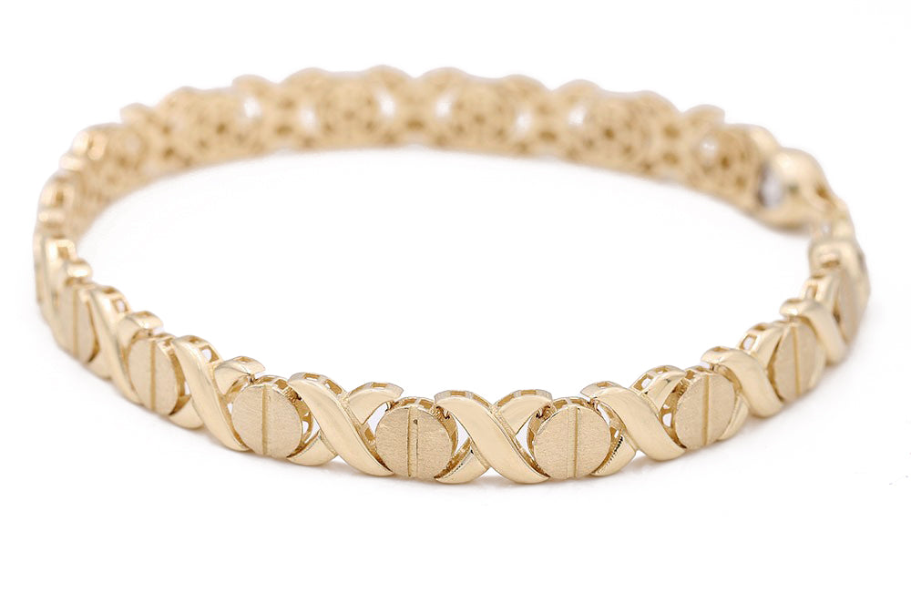 14K Yellow Gold Fashion Hugs and Kisses Bracelet
