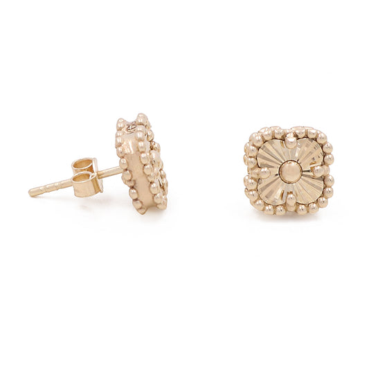 14K Yellow Gold Fashion Flower Earrings